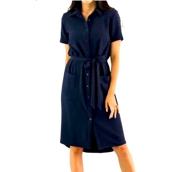 Rachel Parcell Shirt Dress w Belt Navy Blue size Medium - Picture 1 of 7